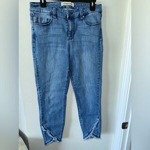 Liverpool Blue Skinny Crop Jeans with Distressed Detail